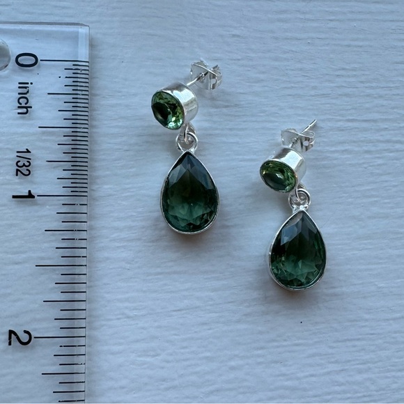 NWOT Sundance Sea Waters Earrings, Green Amethyst, Sterling Silver - Picture 6 of 6